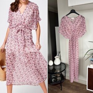 New Grace & Mila Coline Maxi Boho Summer Vacation Sheer Floral Dress Sz S